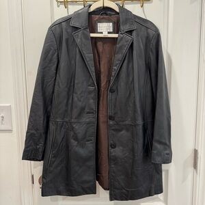 Worthington Black Leather Trench Coat